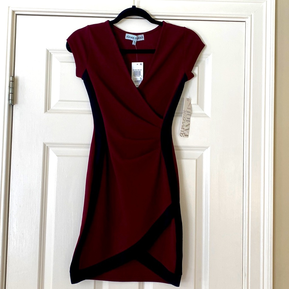 Almost famous maroon and black bodycon style dress